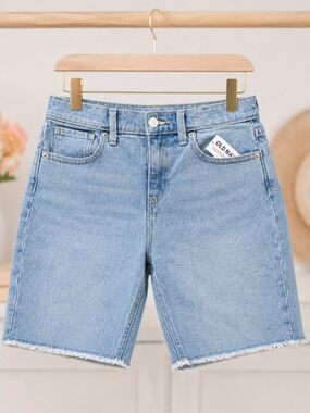 OLD NAVY High-Waisted Girls Cut-Off Bermuda Shorts|Medium Wash - Size 14- NWT